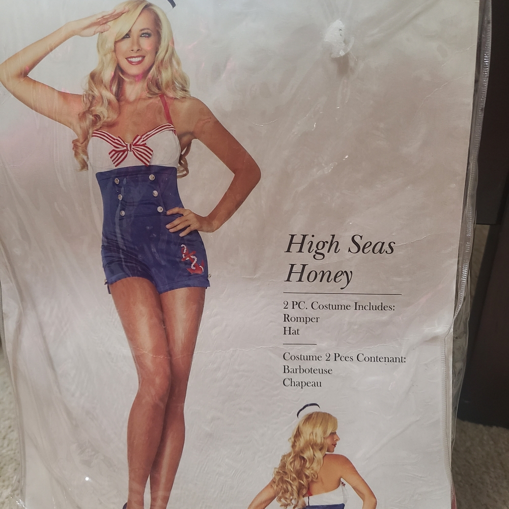 Leg Avenue Blue and White Sailor Romper - Picture 2 of 9